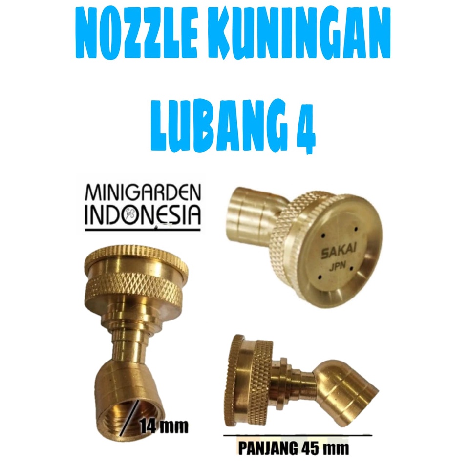 NOZZLE KUNINGAN SAKAI LUBANG 4 kepala nozel spuyer sprayer elektrik