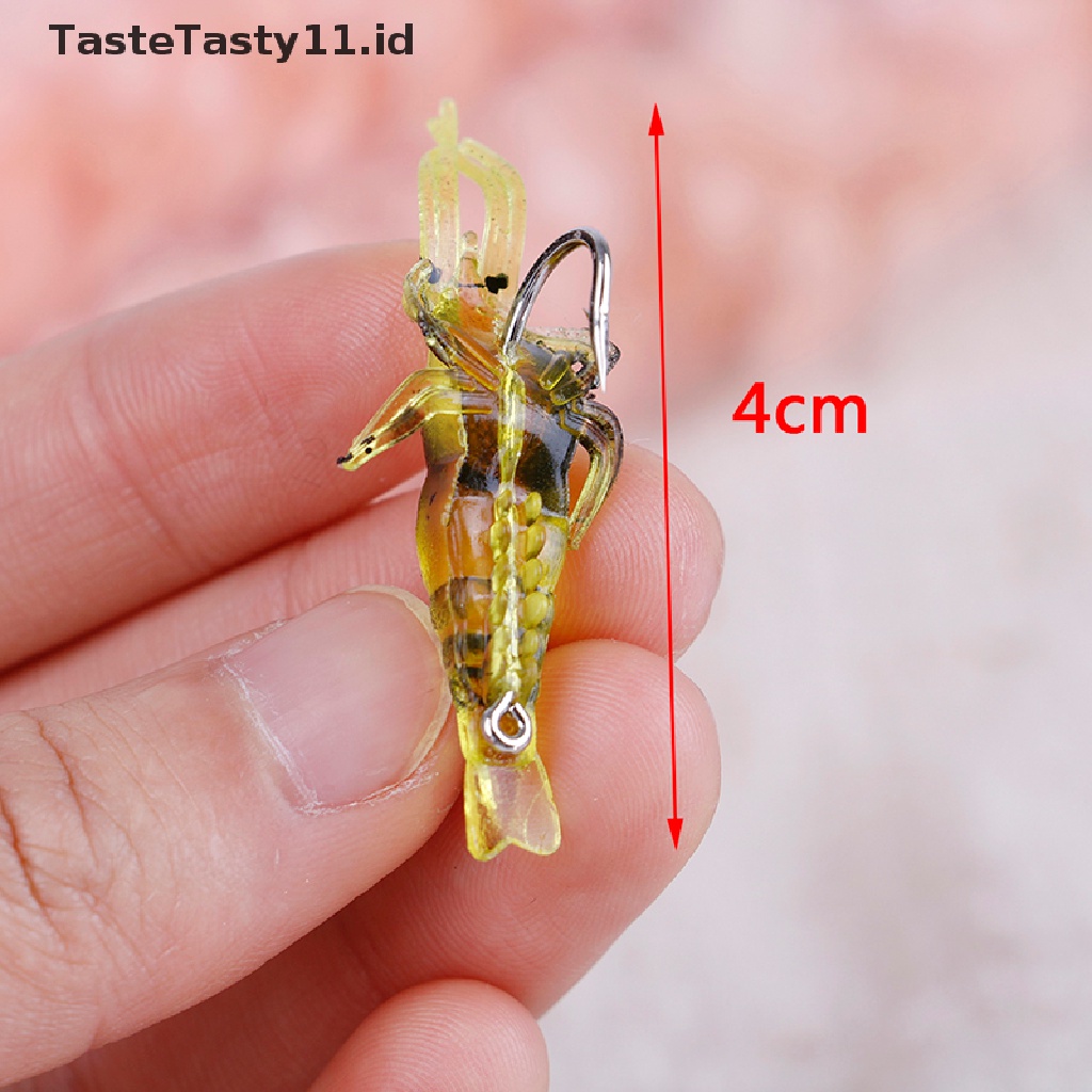 Tastetasty 10Pcs / Lot Umpan Pancing Softlure Bentuk Udang Imitasi Dengan Kail