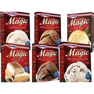 Es Krim Instan Pondan Ice Cream Magic rasa Stroberi/Durian/Vanilla/Cokelat/Neapolitan/kacang hijau/m