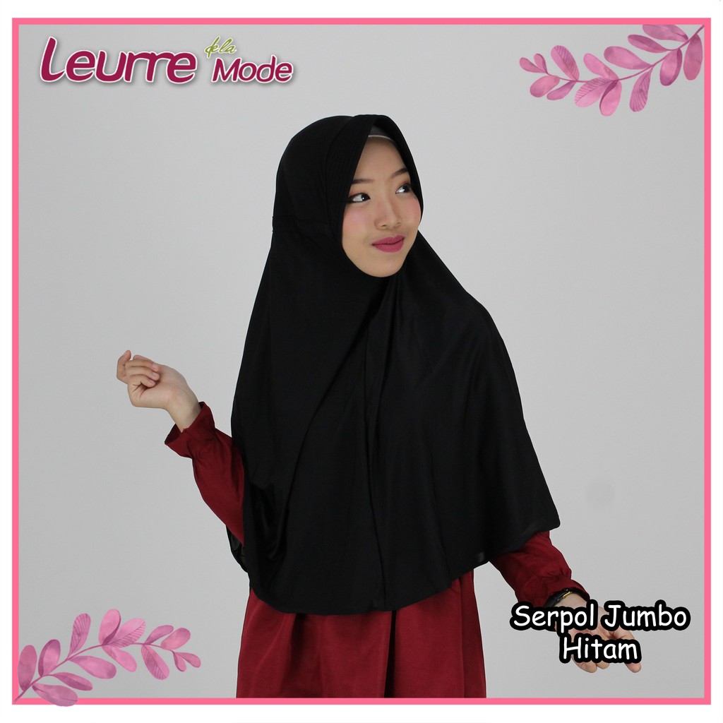 Jilbab Instan Syari Serut Polos Jumbo Hitam Hijab Instan Khimar Serut Murah
