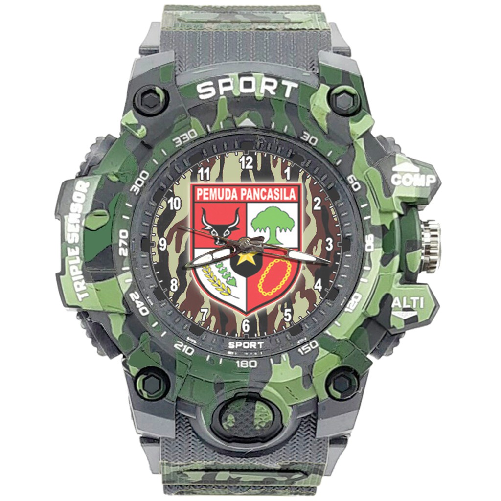 {Istimewa} Jam Tangan Pemuda Pancasila (PP) -Abu-Abu Army Water Resistant