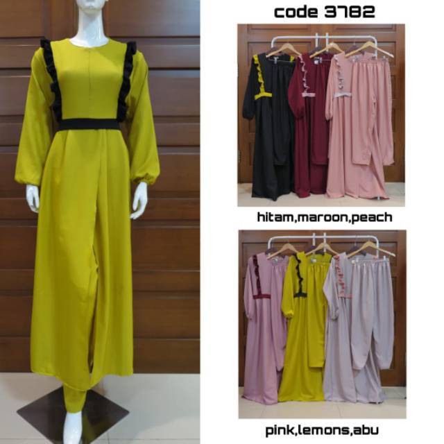 Setelan long tunik muteki moscrepe import 3782 termurah