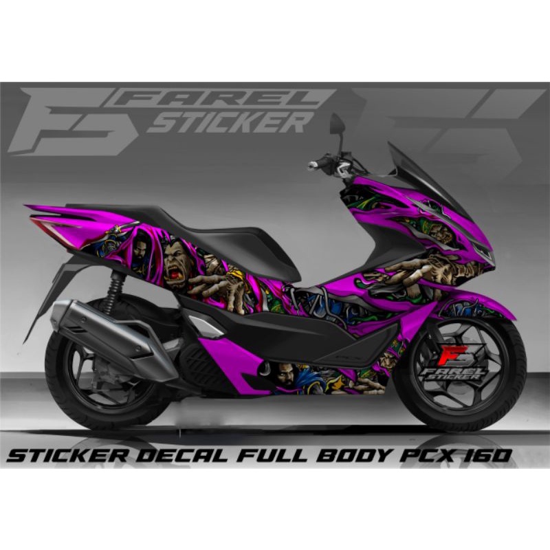 Sticker Decal Variasi berkarakter untuk motor Honda PCX 160 Full Body, Bisa ganti warna sesuai permi