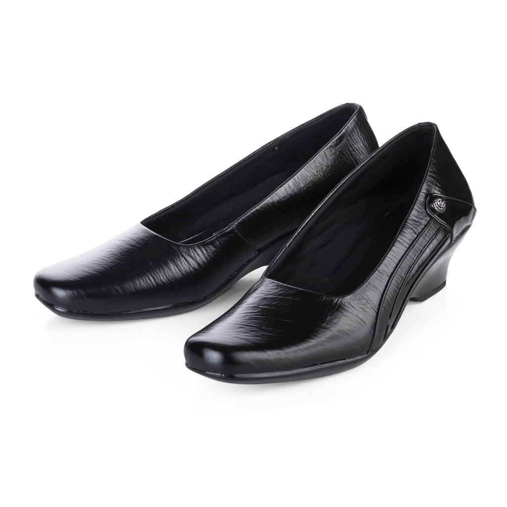 ☀ EVERFLOW ☀ Sepatu Kerja Wanita Wedges SELENA Pantofel Kulit Asli Hak 4cm.