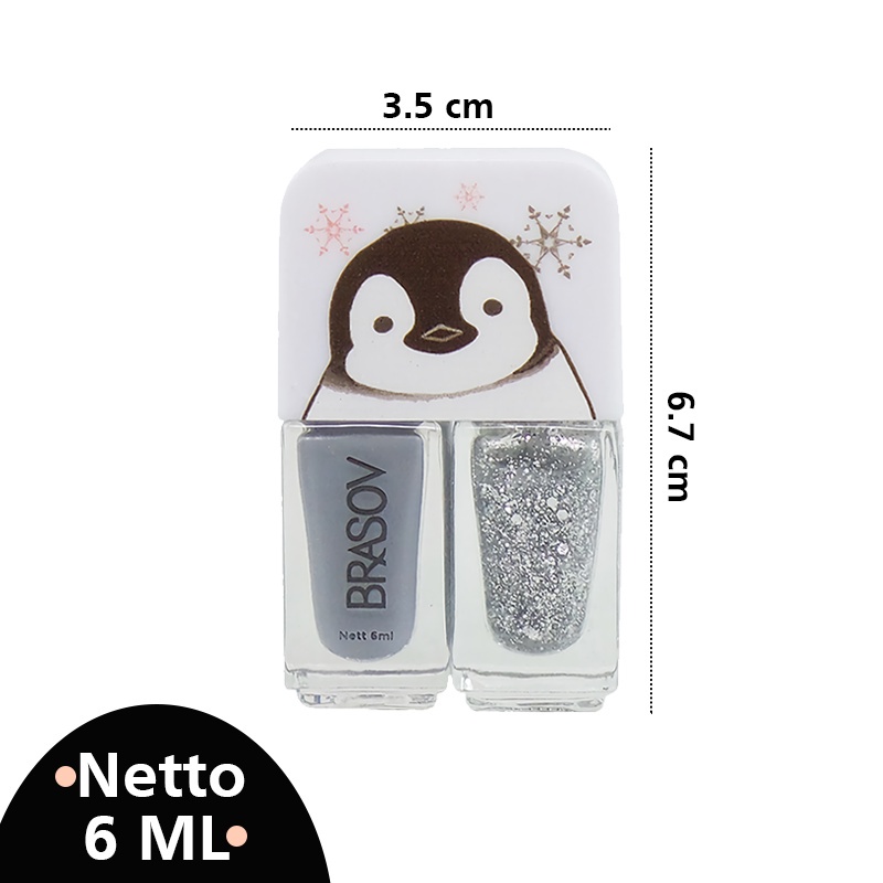 BRASOV Nail Polish 2 In 1 6 ML Kutek / Kutek 2in 1 Cat Kukut Warna Random BPOM