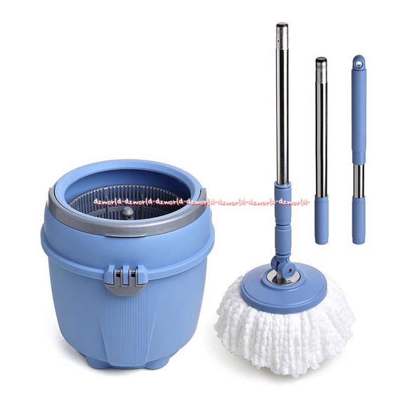 Twister Compact Alat Pel Putar praktis Tatay Ngepel Tanpa Injakan ember Putar Mop Alat Ngepel Lantai Warna Biru