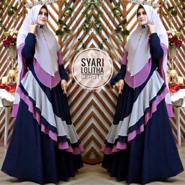 COD Gamis Pesta Syari Lolitha Ceruty Babydoll set khimar