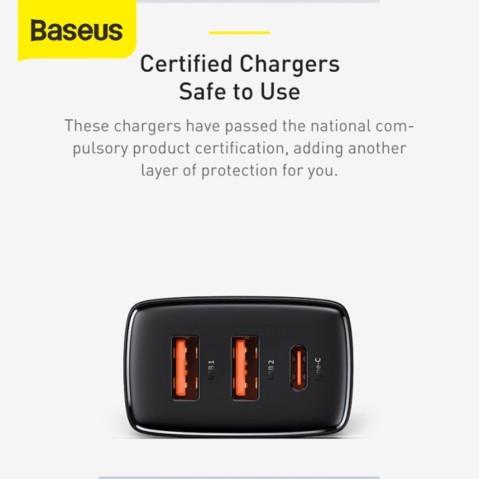 Kepala Charger BASEUS Quick Fast Charging 30W PD 3.0 Dual Type C USB