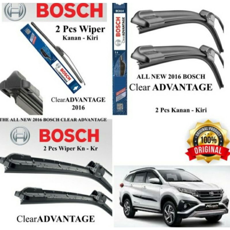 Wifer Bosch Clear Advantage Original Mobil Toyota All New Rush Terios 2018 Up Wiper Karet Kaca Depan