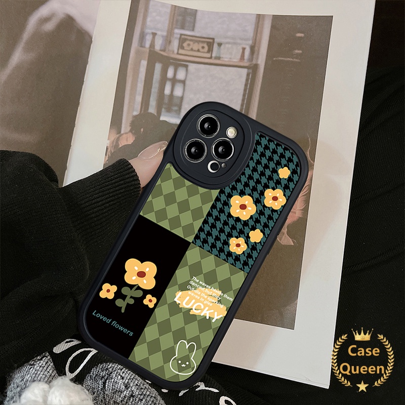 Casing Soft Case TPU Motif Kotak-Kotak Hijau Untuk IPhone 11 / 12 / 13Pro MAX / 6 / 6s / 7 / 8 + / XR / X / XS MAX