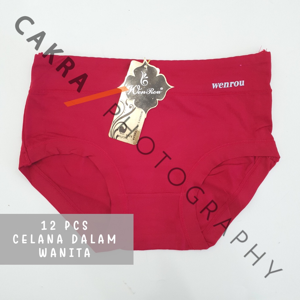 CG 12pcs Celana Dalam Wanita Polos Lusinan Cd Remaja Perempuan Kolor Cewek Sempak Cewe Wnr 8828 - CG