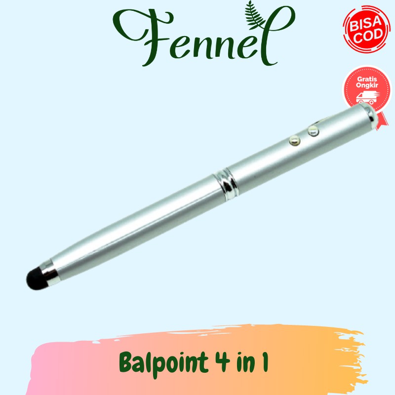 Pena Pulpen Ballpoint 4 in 1 Senter Laser Stylus T0054