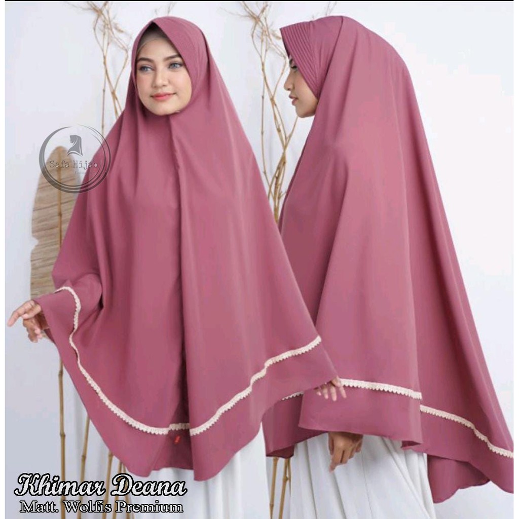 Jilbab Syari Terbaru Khimar jumbo wolfis bergo wolfis renda polos list khimar wolfis syari (wolpeach Jumbo) khimar syari Safa Hijab