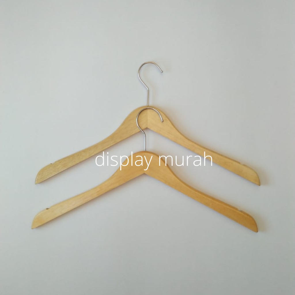 Hanger Kayu Dewasa Natural Gantungan Baju Natural Tebal Hanger Distro Gantungan Baju Kayu Estetik-BH