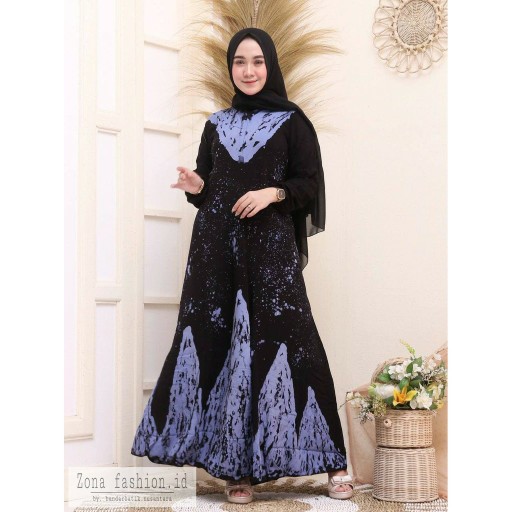 ( S M L Xl Xxl ) Gamis Twill Ori Rayon Super Gamis Syari Gamis Busui Batik Abstrak 100% Handmade