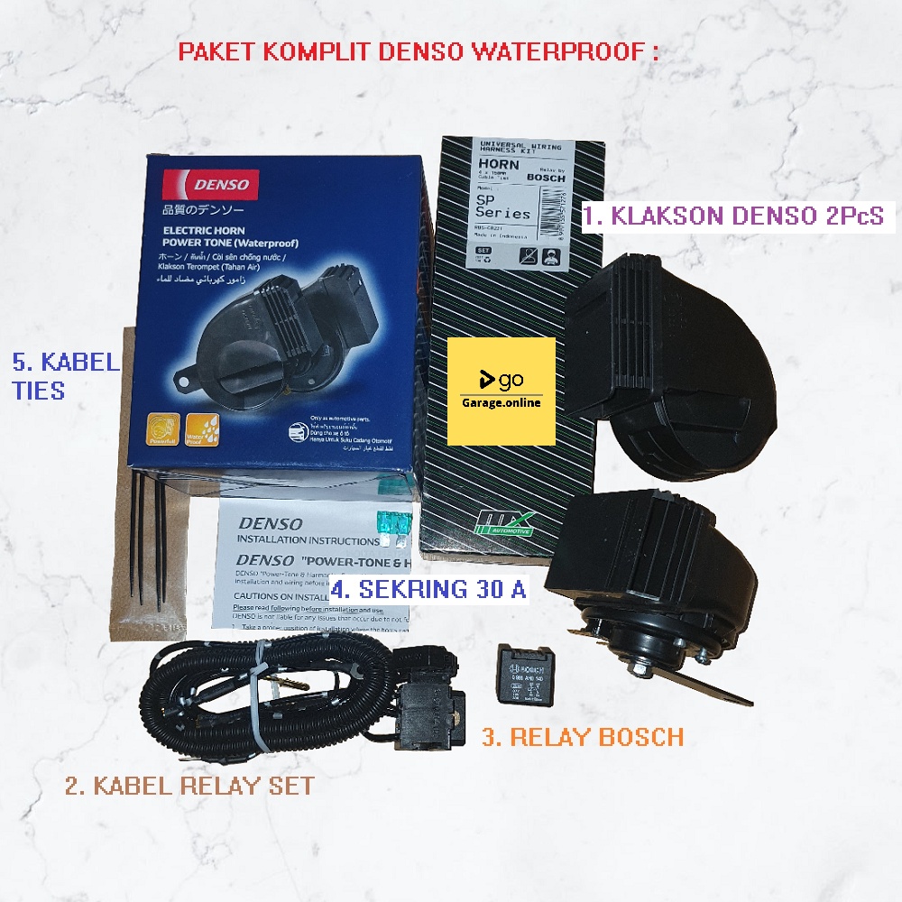 PAKET KOMPLIT Klakson Keong DENSO Waterpoof TAHAN AIR Original + KABEL RELAY SET BOSCH TERMURAH