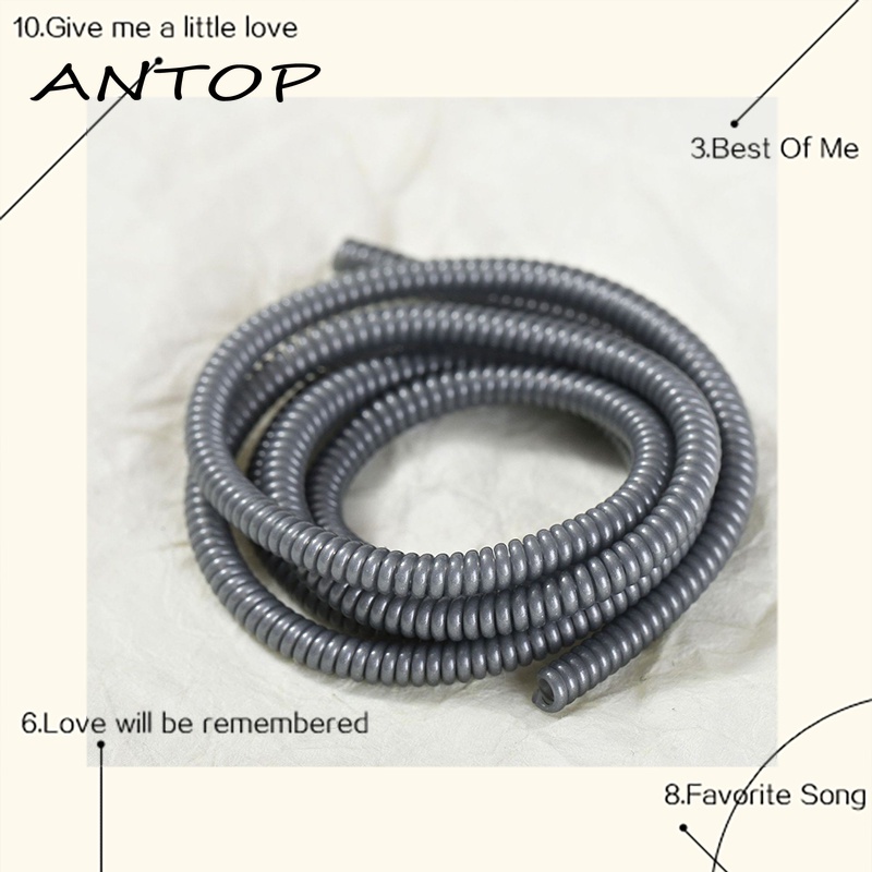 Pelindung Kabel Charger / Earphone Bentuk Spiral Panjang 60cm Warna Polos Antop