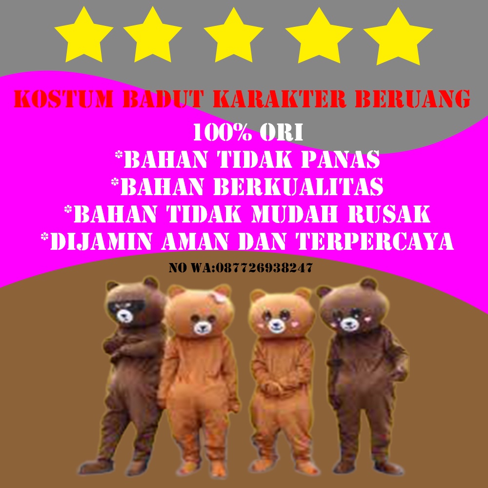Kostum badut karakter beruang