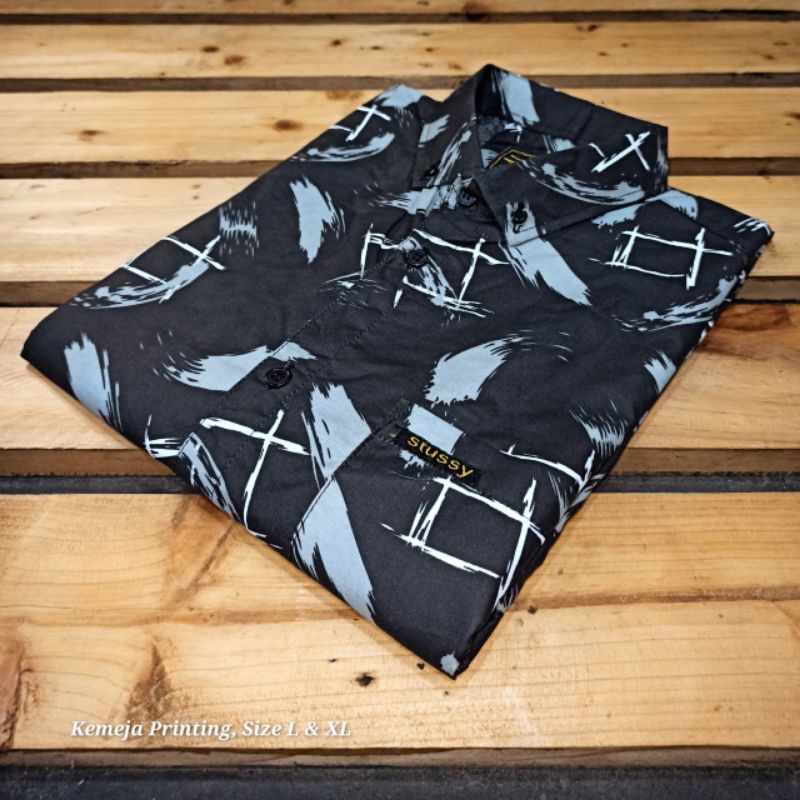 Kemeja Pria Motif Pria Cowok Lengan Pendek Bunga Formal Casual Murah Slimfit All Size M L XL Bagus