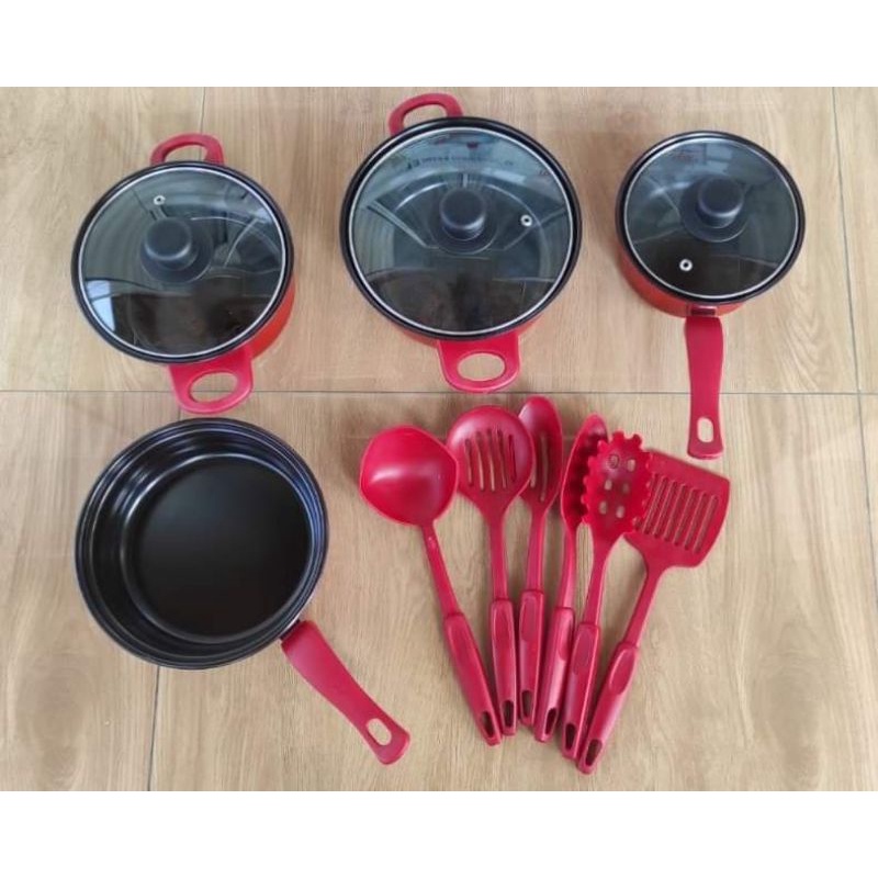 panci spatula warna merah dan biru