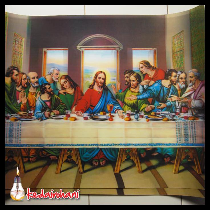 Poster Lukisan 3 Dimensi Perjamuan Terakhir /Last Supper Besar 58X78Cm