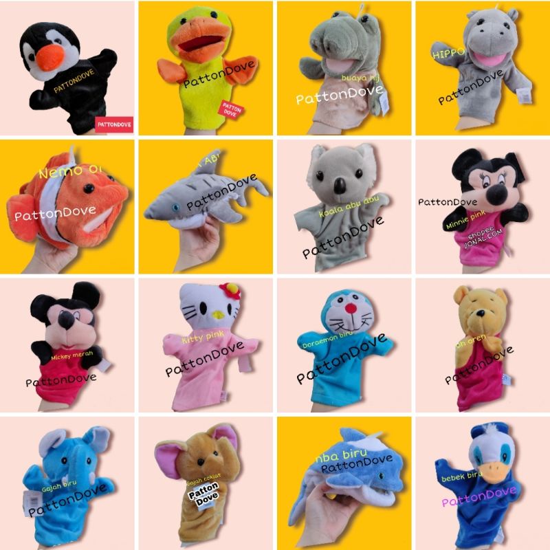 BONEKA TANGAN PREMIUM HAND PUPPET ANIMAL BINATANG HEWAN KARAKTER BONEKA DONGENG BAHAN BAGUS e