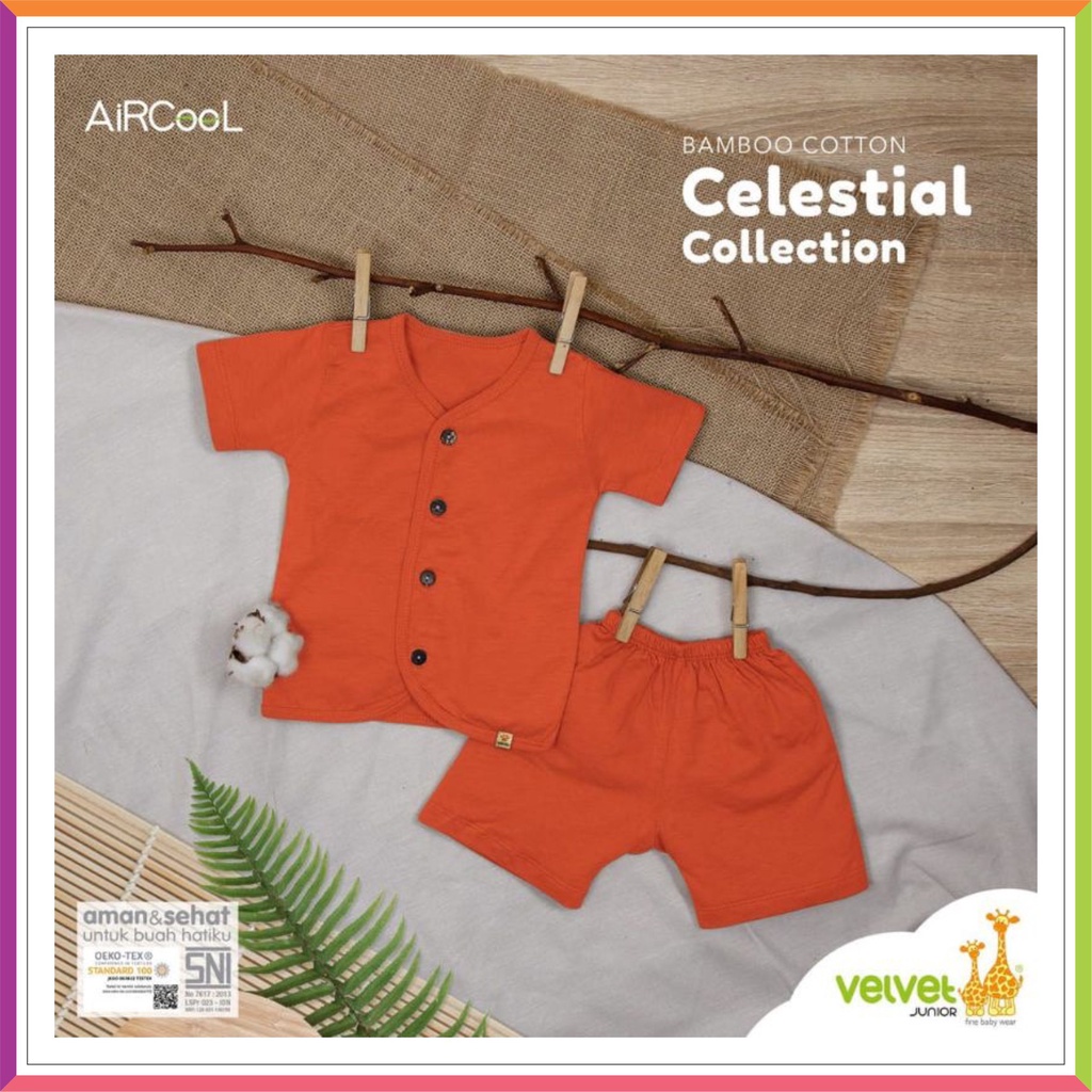 VELVET JUNIOR BAMBOO COTTON CELESTIAL PENDEK | VELVET POLOS TERBARU | SETELAN PENDEK KANCING &amp; OBLONG