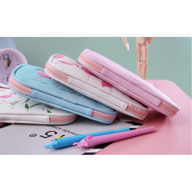 Tempat Pensil Jumbo GEPENG FLAMINGO / Tepak Tempat Alat Tulis Flamingo / Dompet Serbaguna Flamingo