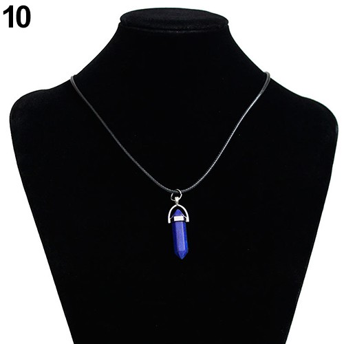 Faux Gemstone Rock Natural Quartz Healing Point Chakra Reiki Pendant Rope Necklace