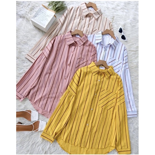 kemeja oversize salur garis garis nagita premium import bangkok bkk