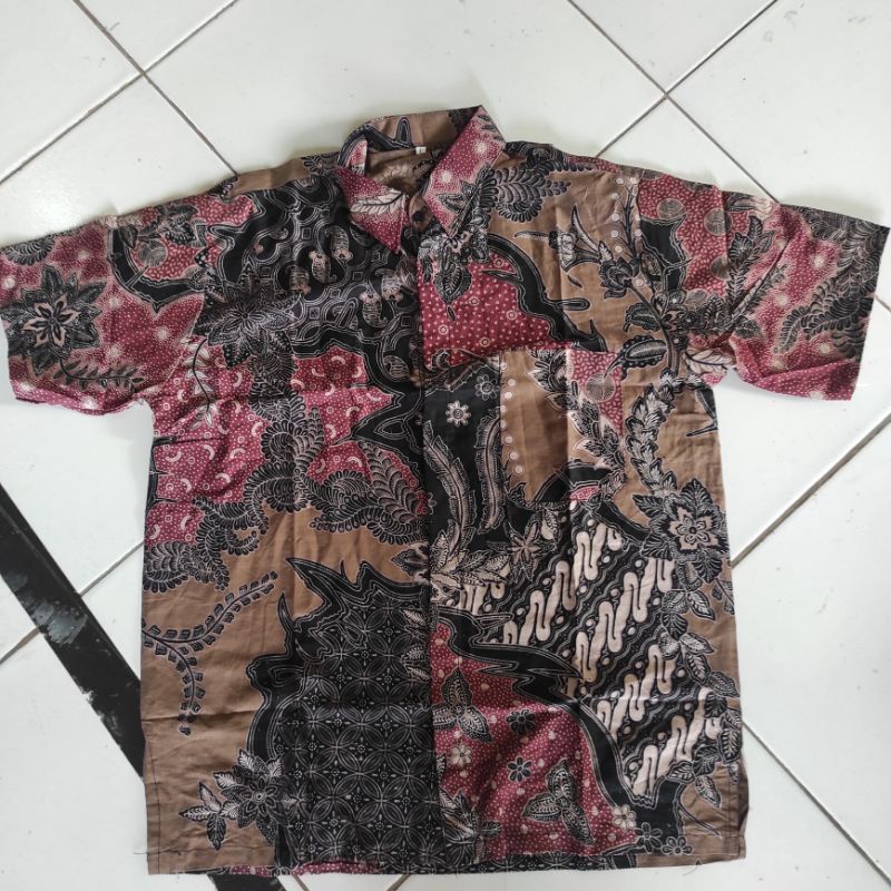 ATASAN BATIK PRIA WARNA MERAH SALEM DUSTY PINK M L XL XXL