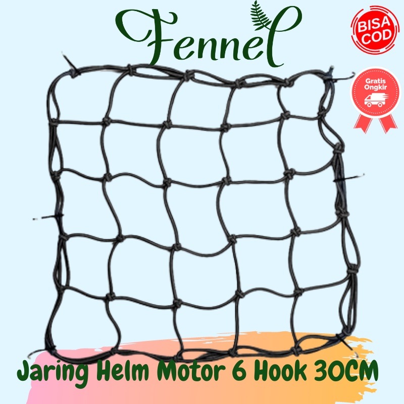 Jaring Pengikat Pengaman Helm Motor 6 Hook 30CM