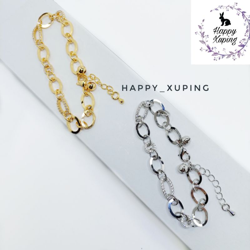 GELANG TANGAN XUPING ASLI TITANIUM FASHION KOREA LAPIS-EMAS MODEL RANTAI XUPING ORIGINAL