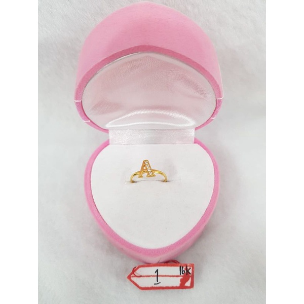 CA284G192G cincin emas anak huruf abjad A inisial nama permata emas kuning asli kadar 70% 16k no 6
