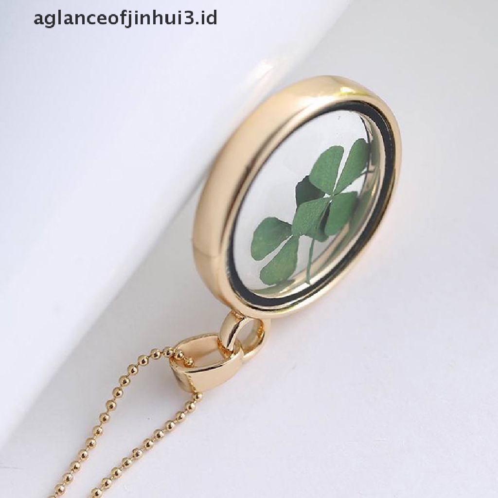 Liontin Bunga Clover Kering Natural Bahan Resin