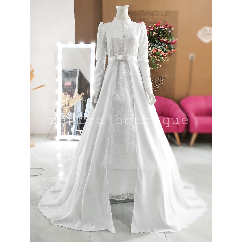 NAJWA Dress FREE EKOR ceruty babydoll / Gaun pengantin / Baju pesta / Lamaran / Akad nikah / Bridesmaids / kondangan / couple tersedia ukuran kecil hingga jumbo