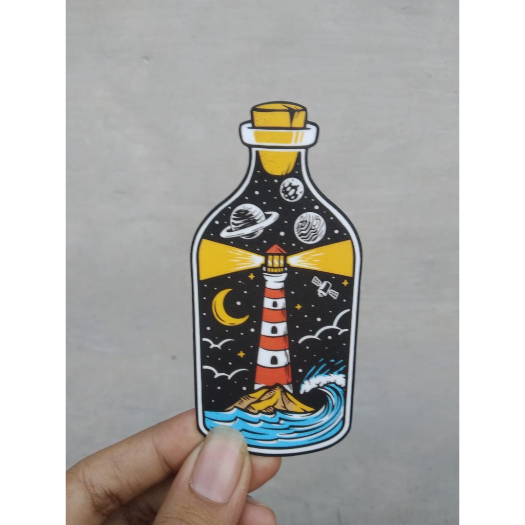 Stiker Galaxy Mercusuar Bottle Aesthetic Cutting | Stiker Cutting Motor | Stiker Cutting Mobil