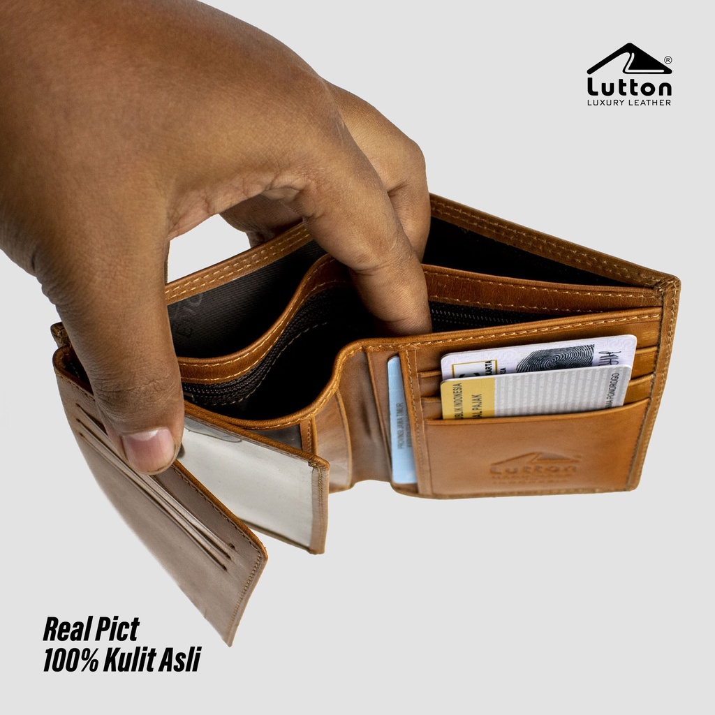 LUTTON - dompet kulit original pria - DOMPET KULIT SAPI ASLI 3/4 PULL UP