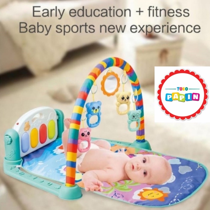 TokoPapin Play Gym Anak Bayi Play Mat Piano Rattle Mainan Edukasi Anak Bayi Newborn Playgym