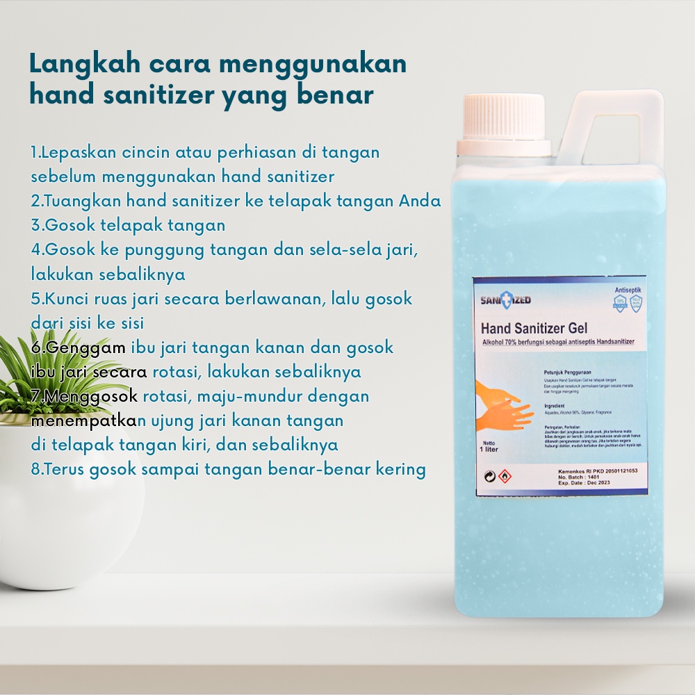 [READY STOCK] Hand Sanitizer Gel 1 Liter Izin Kemenkes Handsanitizer Refill Gel