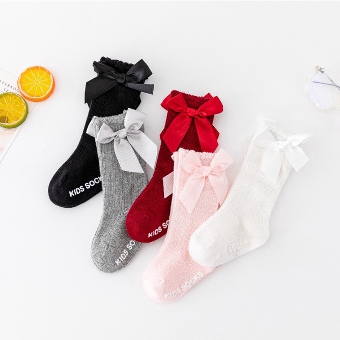 Swopply KS13 Kaos Kaki Pita Panjang Bayi Perempuan Baby Ribbon Socks Nyaman