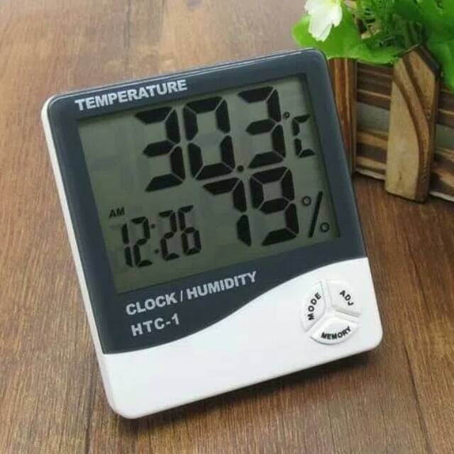 HTC-1 Digital Hygrometer Temperature Meter Termometer Clock Alarm Jam