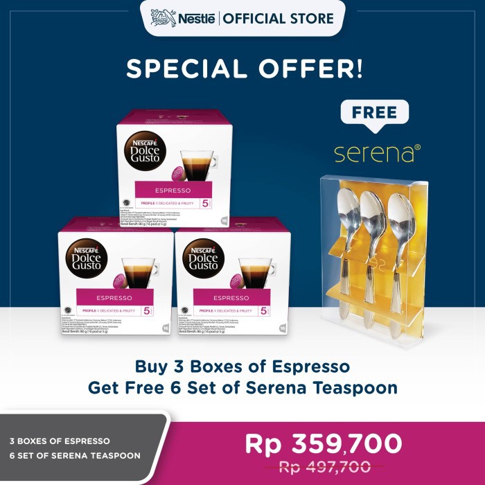

New Espresso 3 box 48 kapsul 48 gelas 6 serena teaspoon
