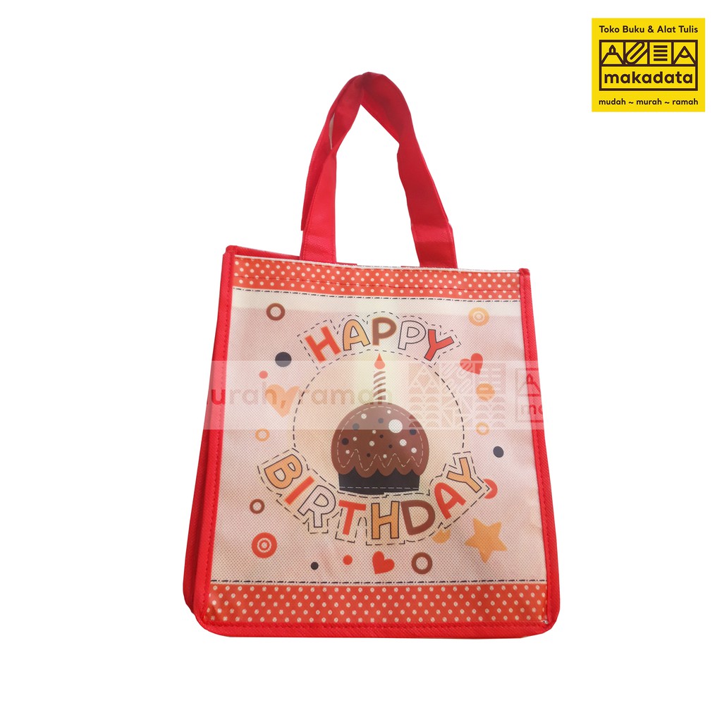 

GOODIE BAG | TAS SPUNBOND SOUVENIR ULANG TAHUN CAKE MERAH 26 x 22 x 20