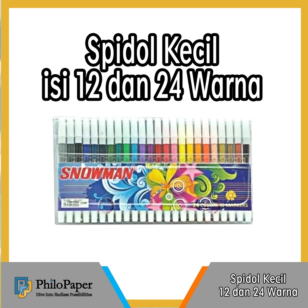 

ATK ~ ( PER PAK ) Spidol Snowman Kecil 12 24 Warna / Marker Color
