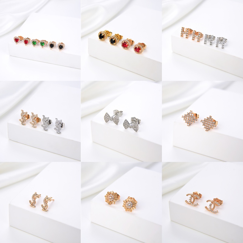 HYL JEWELRY Anting Titaniun emas batu bata titanium korea tusuk 40e