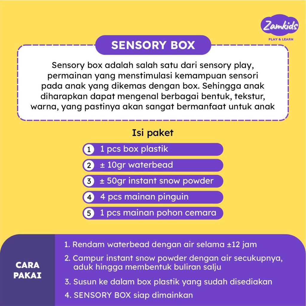 SENSORY BOX PLAY MAINAN EDUKASI MONTESSORI MONTESORI ANAK BALITA BAYI SNOW SALJU