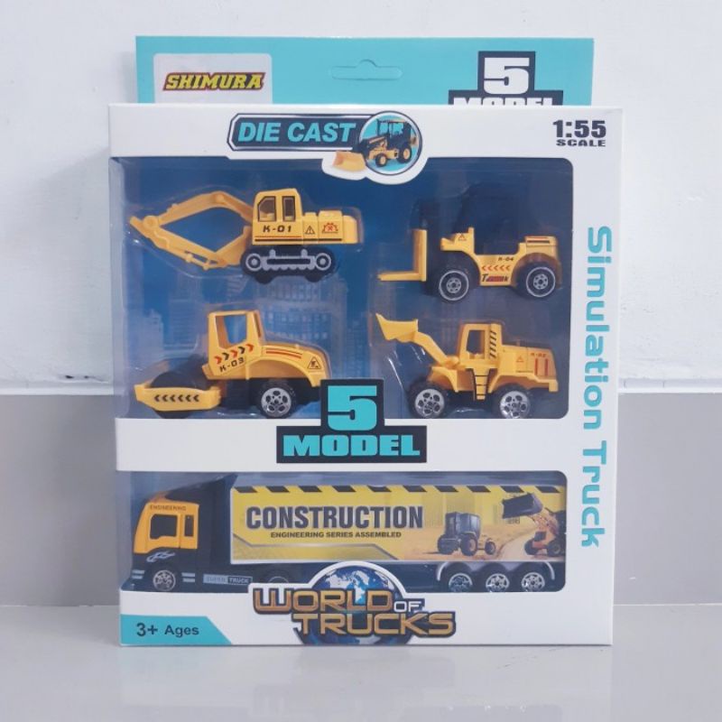 Diecast Set Truk Konstruksi Alloy - Mainan Minatur Mobil Alat Berat