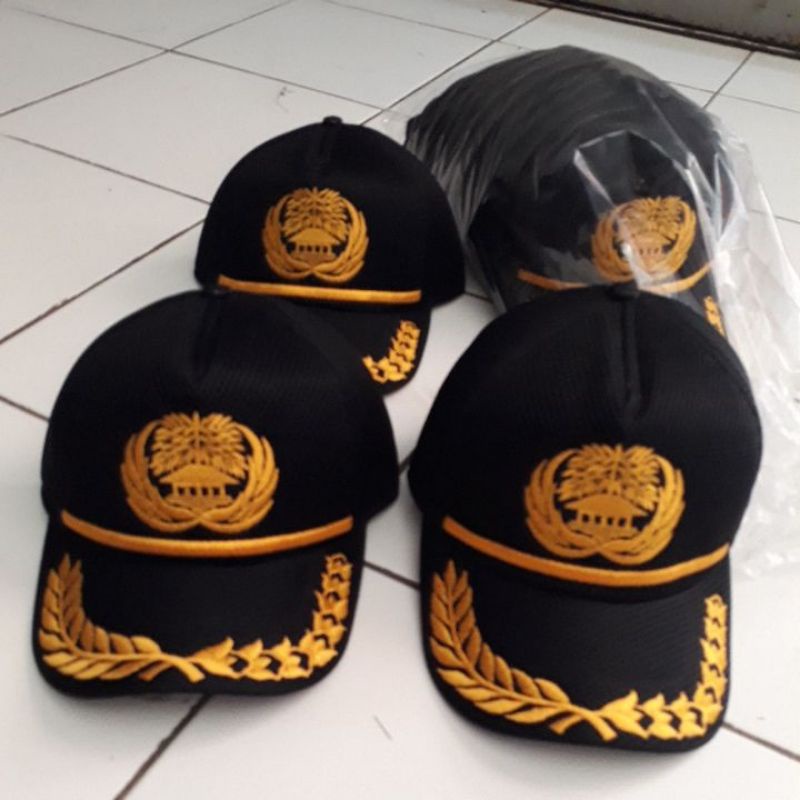 Topi Korpri lis Kuning Padi Kapas Bordir Nama