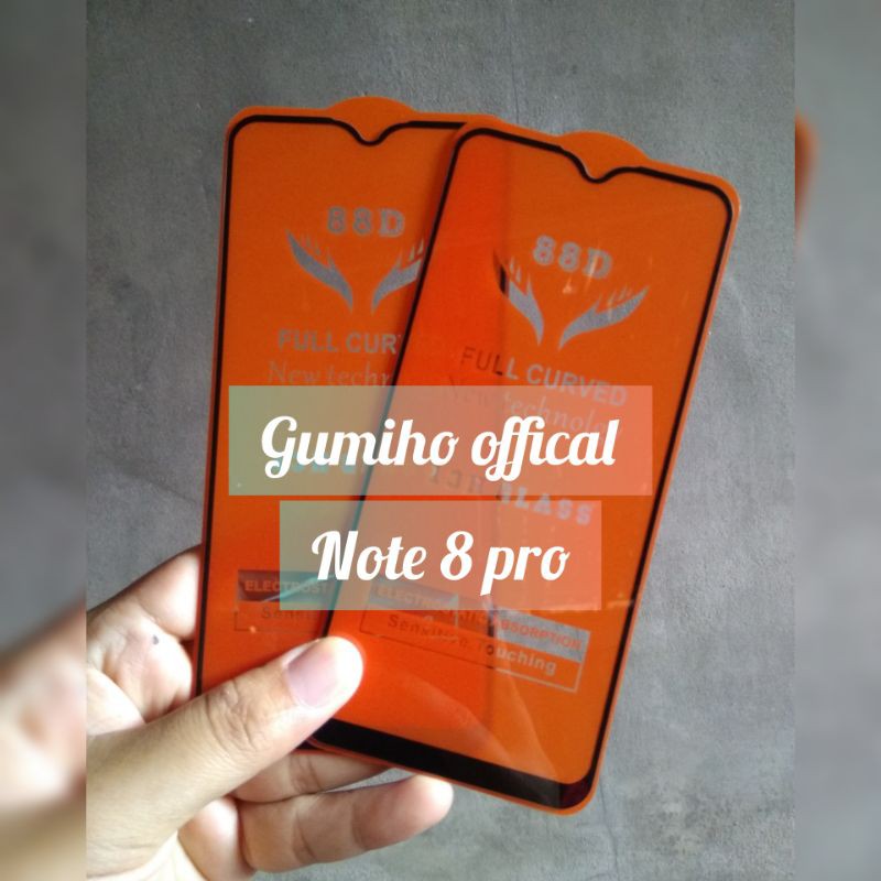 PROMO TEMPERED XIAOMI REDMI NOTE 8 PRO FULL COVER 5D 9D 11D 29D FULL LEM HITAM BLACK